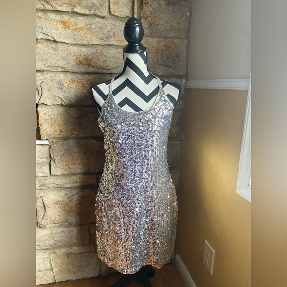 maner sequin dress MANER Women's Sequin Glitter Short Sleeve Dress V Neck Mini Party Club  Bodycon S